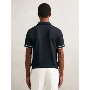 REISS Zain Textured Half-Zip Tipped Polo Shirt